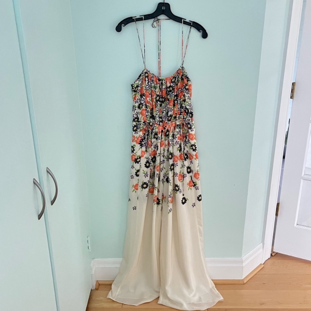 Gorgeous Anthropologie Floral, Flowy Wide leg Jumpsuit by Elevenses - 100% Silk